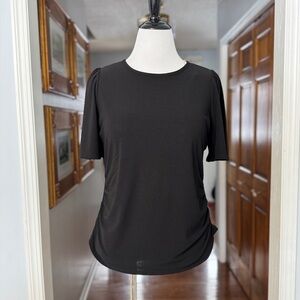 Investments Petites Black Dressy Women's Short Sleeve Top P Large NWT